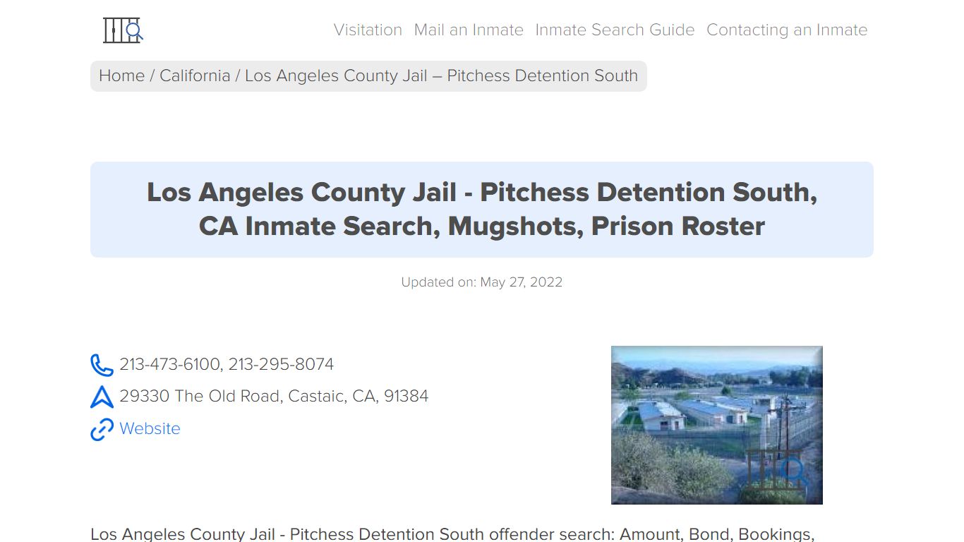 Los Angeles County Jail - Pitchess Detention South, CA Inmate Search ...