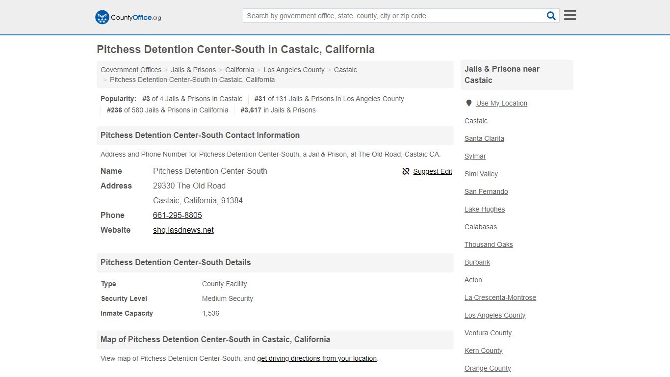 Pitchess Detention Center-South in Castaic, California - County Office